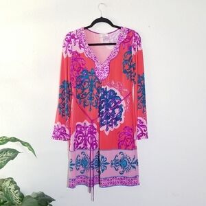 Hale Bob Vintage Jersey Long Sleeve Beaded Tunic Dress